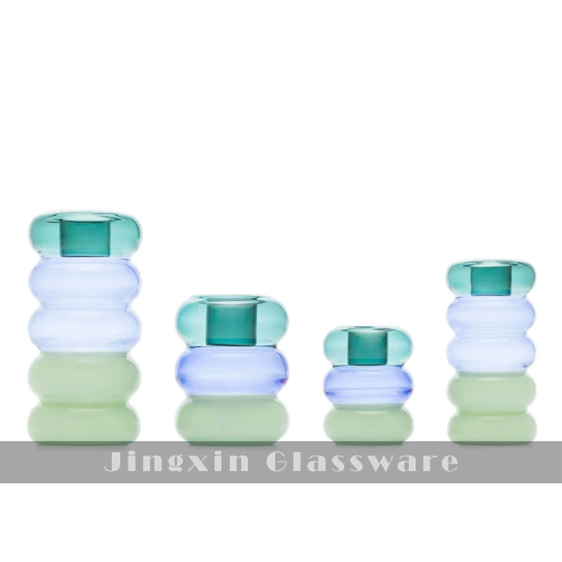 Barvna steklena konična držala za sveče